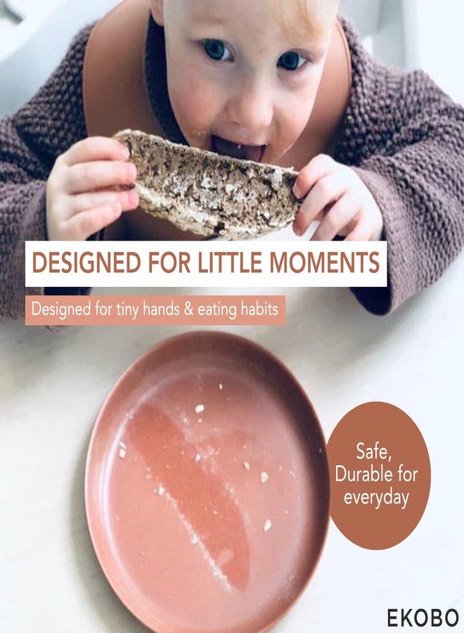 EKOBO Kids Bamboo Plates Set of 4 – 7″, Cloud, with High Rims for 6+ years, Durable, Lightweight & Dishwasher Safe kids plates for Toddler Meals at Home or On the Go - Image 2